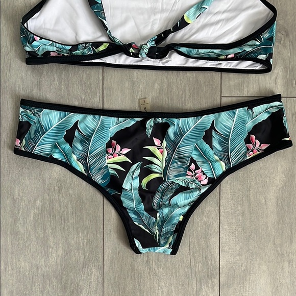 CUPSHE Tropical Leaf Print Swimsuit Bikini Set, Size L - Picture 8 of 9